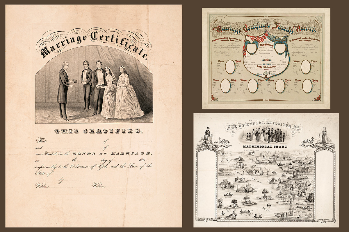Antique Marriage Certificates -Blank, a Texture Graphic by Blue Line Design (Photo 9 of 11)