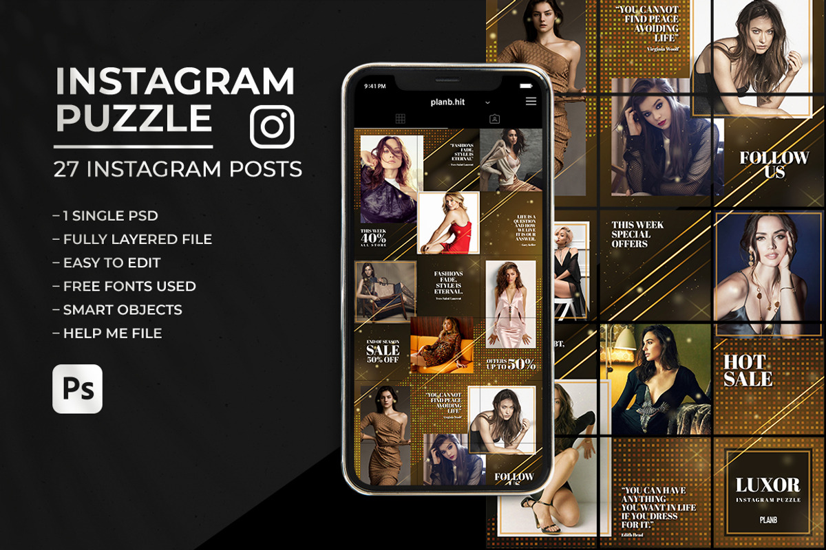 Luxor - Instagram Puzzle feed, a Social Media Template by Plan B (Photo 1 of 6)