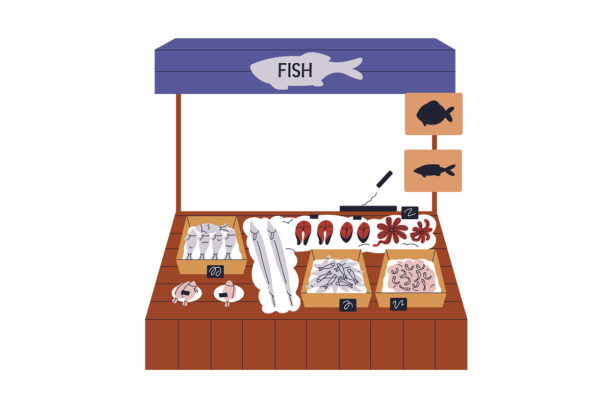Farmers market stalls with food set, a Food Illustration by Good Studio (Photo 6 of 7)