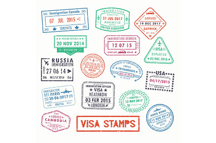 Visa stamps or passport signs of immigration, a Transportation Photo by Elegant Solution