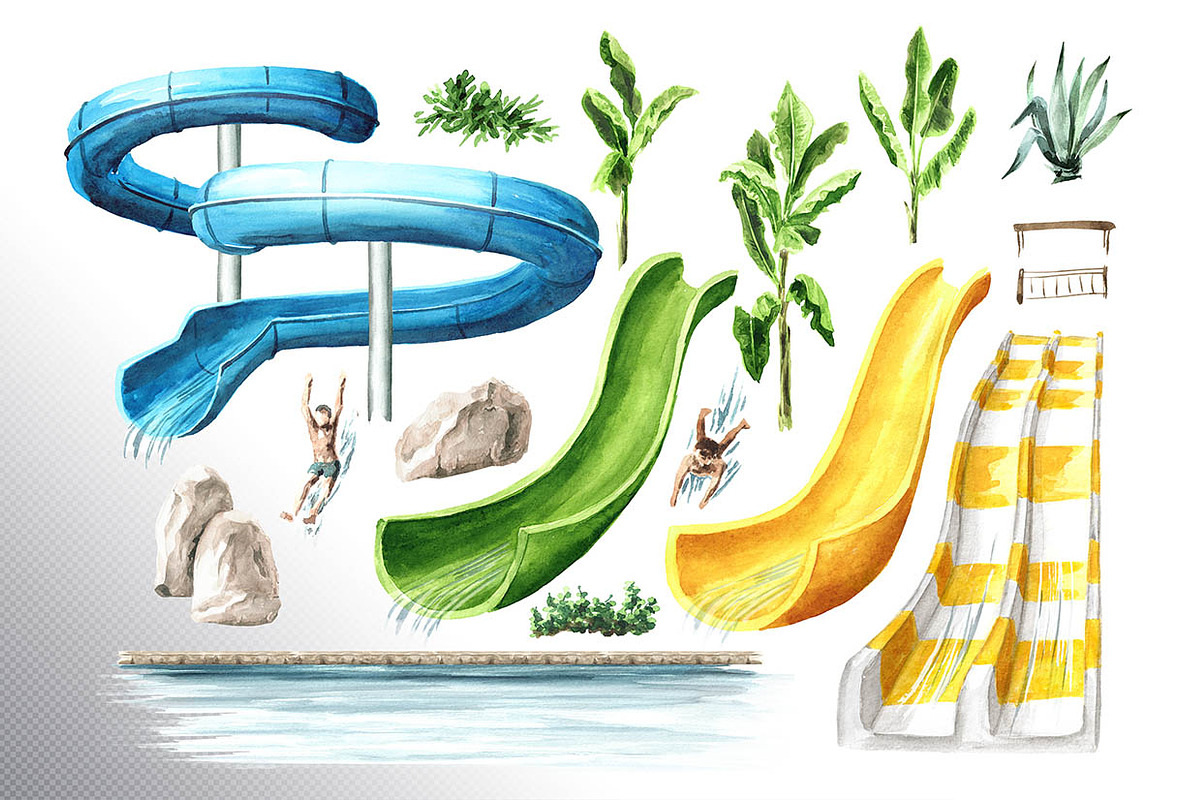 Water Park. Watercolor collection, a Person Illustration by Daria Ustiugova (Photo 13 of 14)
