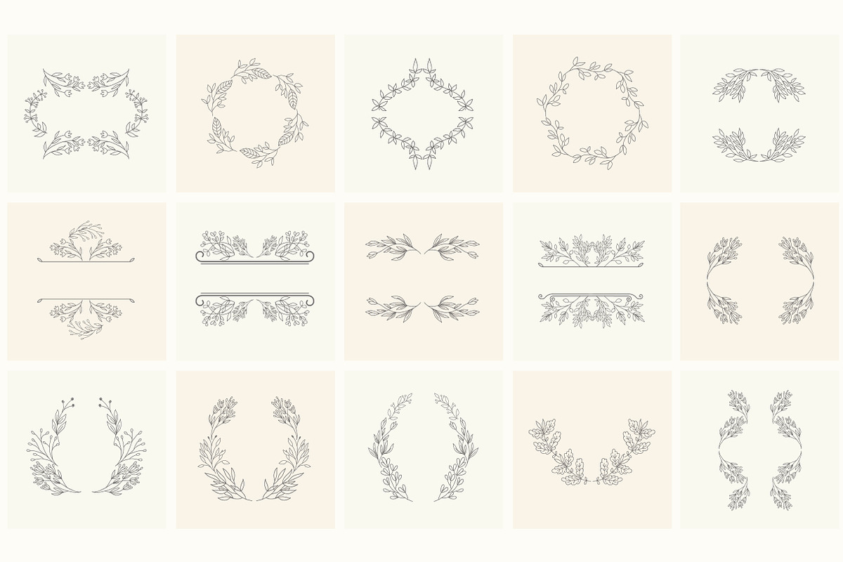 Hand drawn floral frames. Bundle., a Decorative Illustration by Designwork (Photo 19 of 21)