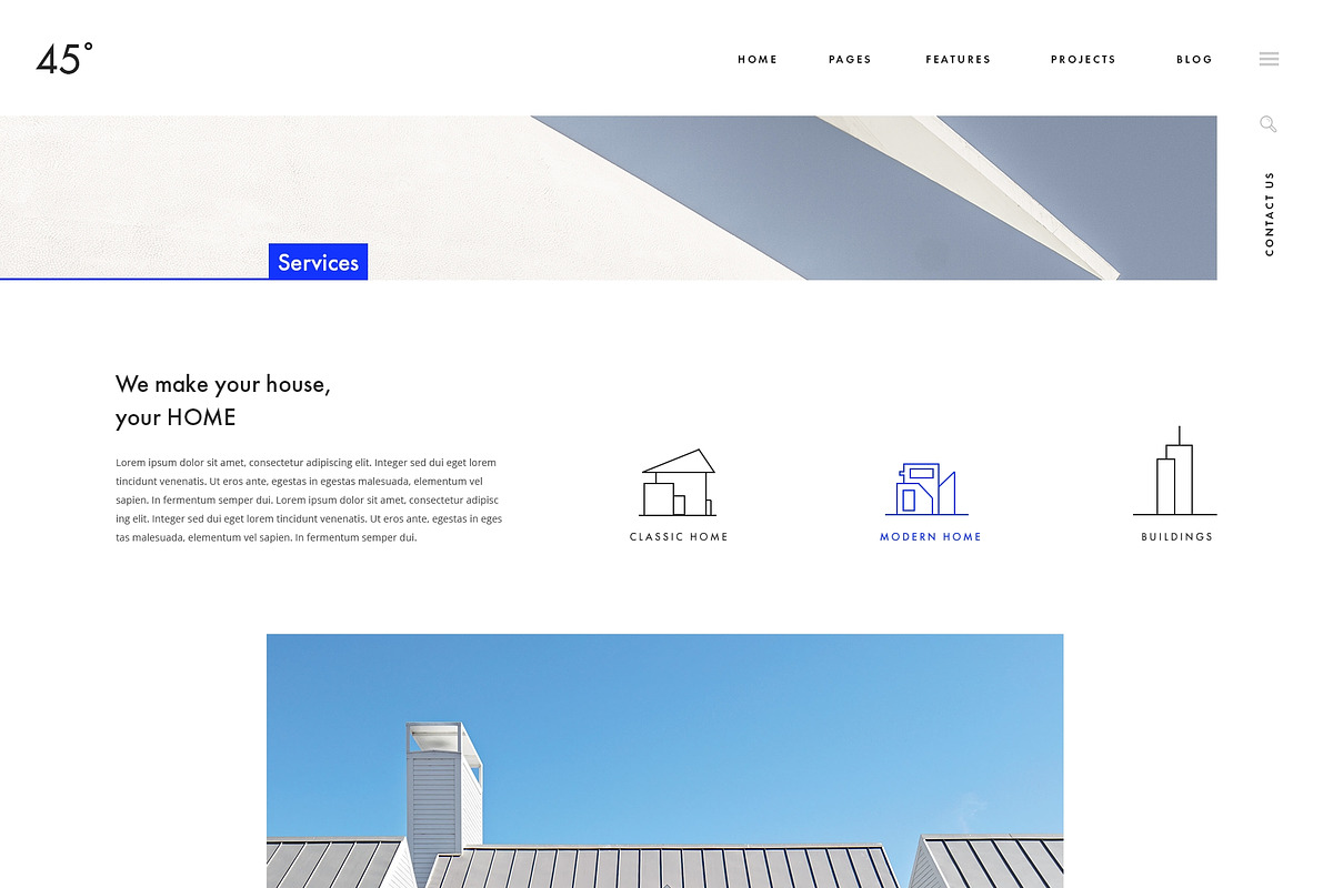 45 Degrees - Architecture Template, a Websites & App Template by Milo Studio (Photo 5 of 7)