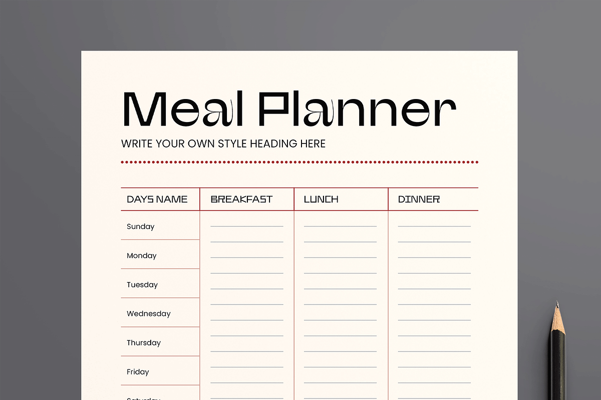 Modern Weekly Meal Planner Template, a Stationery Template by MightyDesign (Photo 2 of 8)