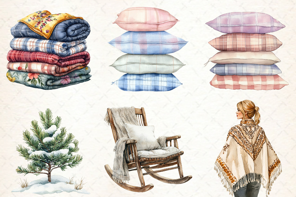 Watercolor Cozy Neutral Winter Clipa, an Illustration by Libby Wishes (Photo 4 of 9)