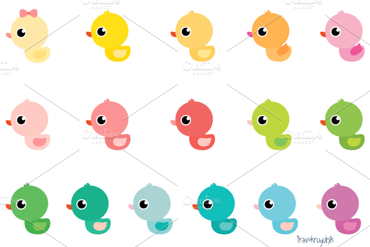 Cute rubber ducks clipart, an Illustration by Pravokrugulnik