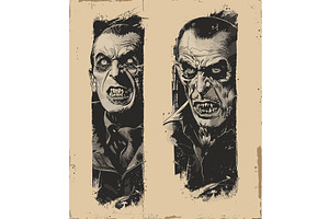 Dracula grange portraits. Vintage, an Illustration by Stock-Smart-Start