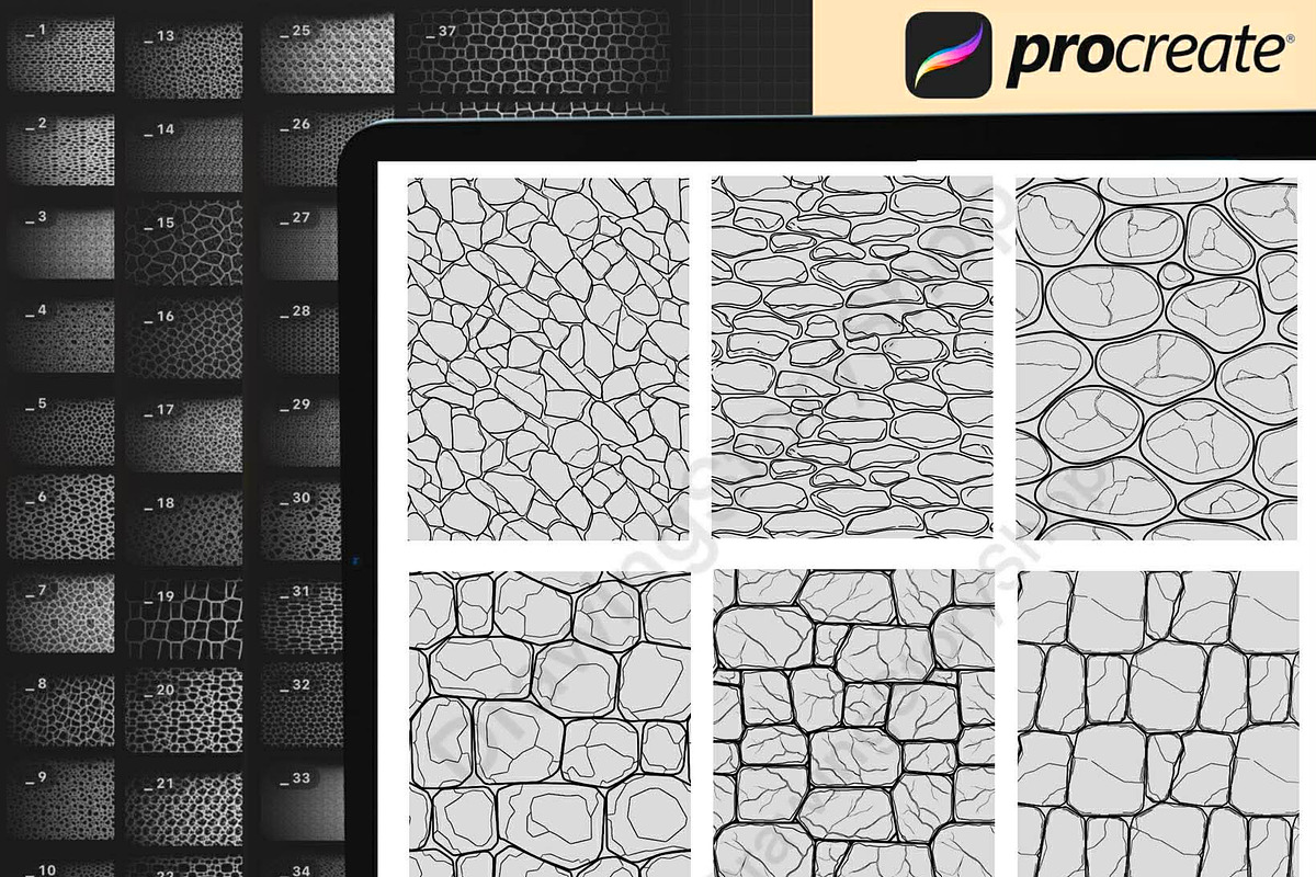 120 Procreate Manga Stone Texture, a Brush Add-On by DrawingStoryShop