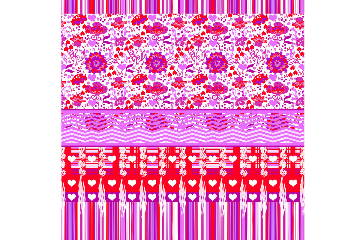 Patchwork Hearts and Florals Pinks, a Pattern Graphic by Sharon Schwalbe (Photo 2 of 2)
