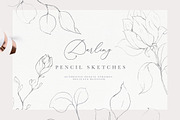 Floral Line Art & Watercolor Set, an Illustration by Laras Wonderland (Thumbnail 3 of 9)
