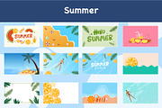Summer background vector bundle, a Seasonal Illustration by foxndeer (Thumbnail 1 of 4)