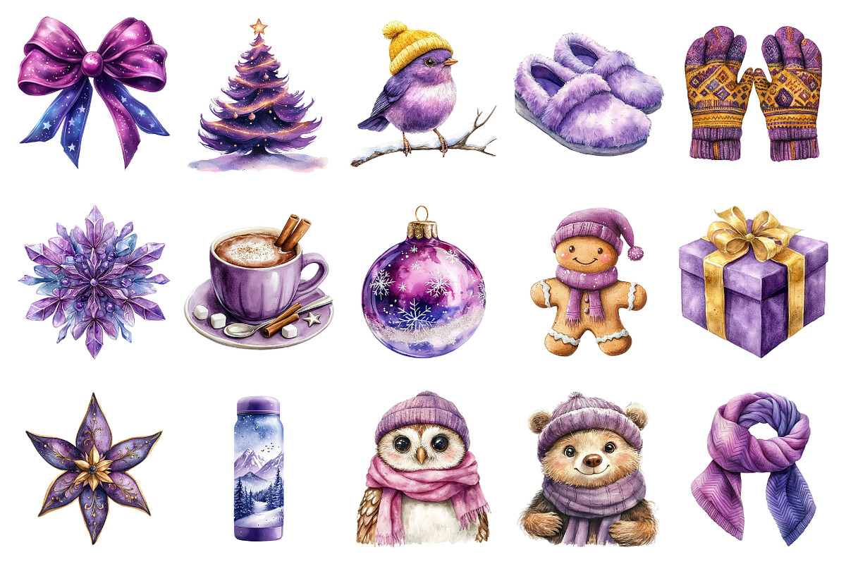 Purples Winter Clipart Bundle, an Illustration by Daily.Designs (Photo 3 of 4)