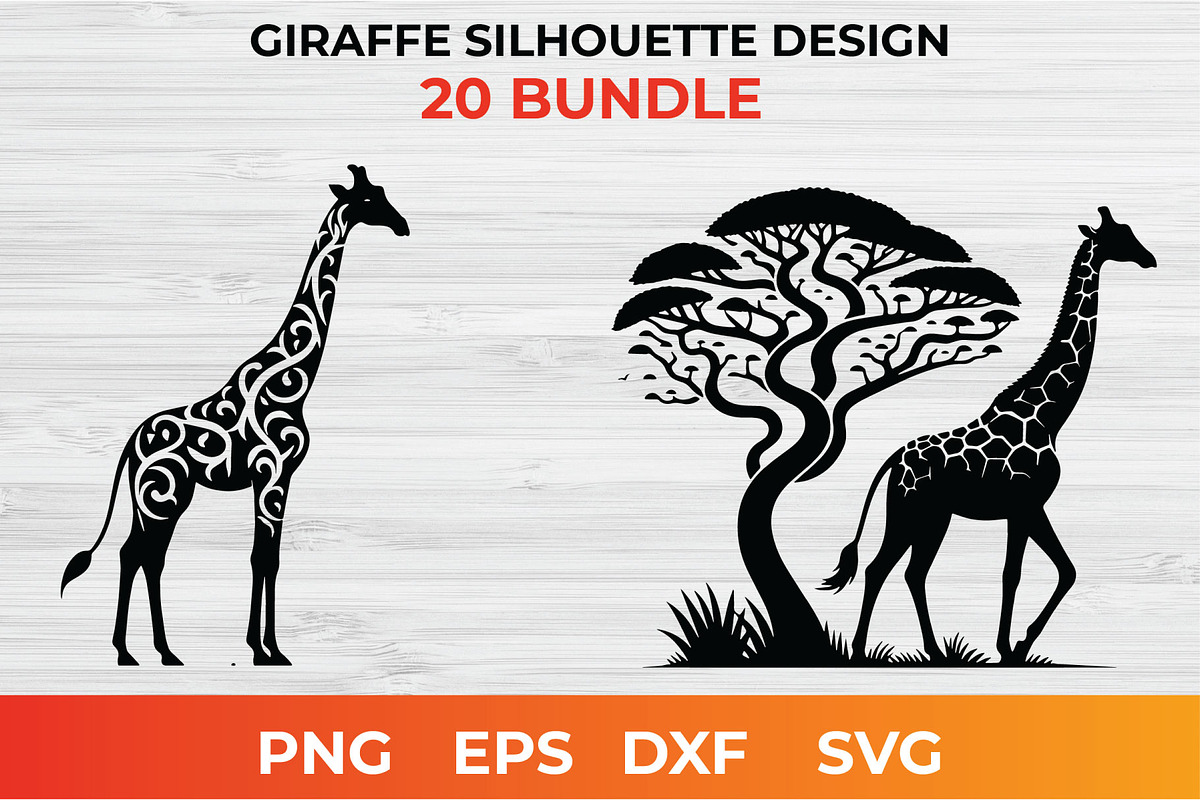 Giraffe Silhouette Design bundle, an Animal Illustration by bossdesigner (Photo 2 of 3)