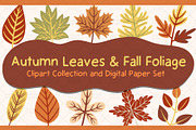 Autumn Leaves Clipart and Patterns, a Pattern Graphic by Drafts n Doodles (Thumbnail 1 of 8)