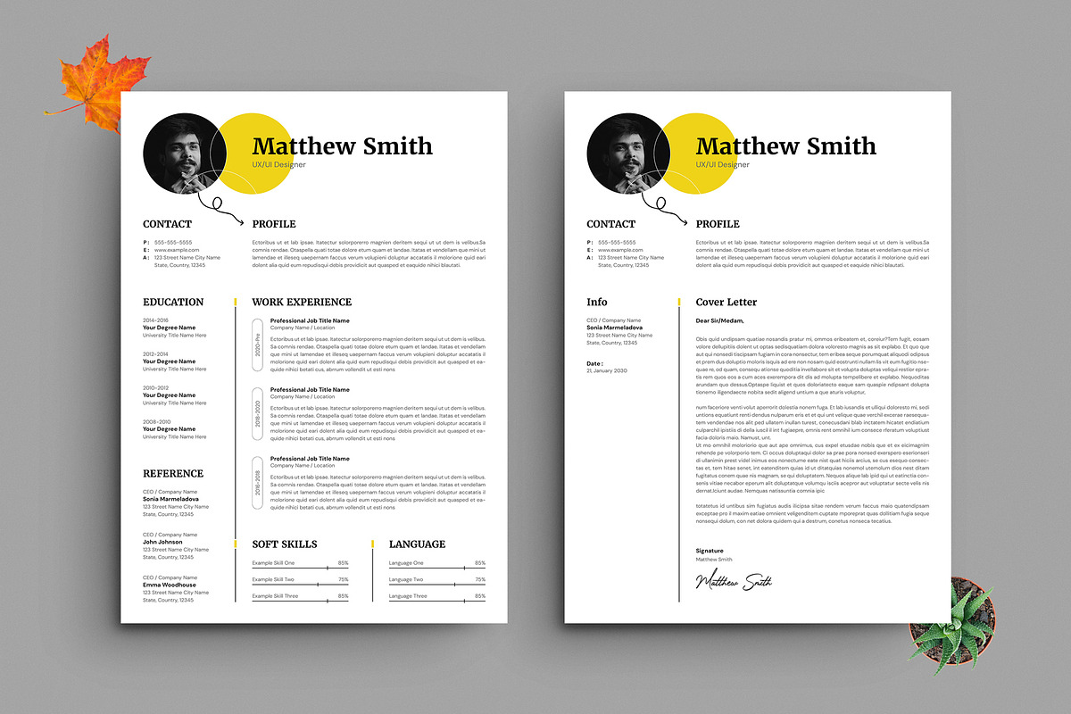 Modern Resume CV Template Design, a Resume Template by PixelStudio (Photo 1 of 7)