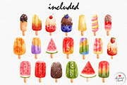 Watercolor Popsicles Clipart, a Food Illustration by Chonnieartwork (Thumbnail 2 of 3)