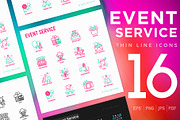 Event Service | 16 Thin Line Icons, an Outline Icon by Alex Blogoodf (Thumbnail 1 of 8)