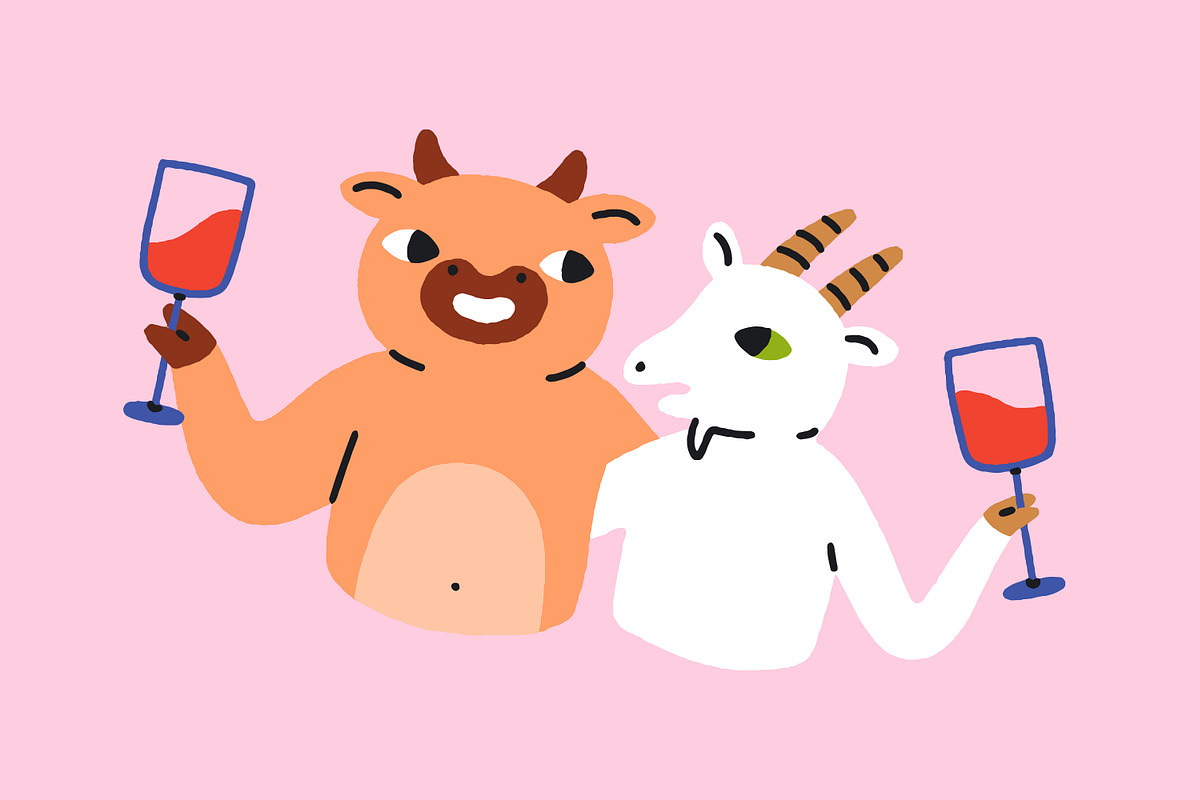 Funny animals drinking alcohol set, an Animal Illustration by Good Studio (Photo 6 of 11)