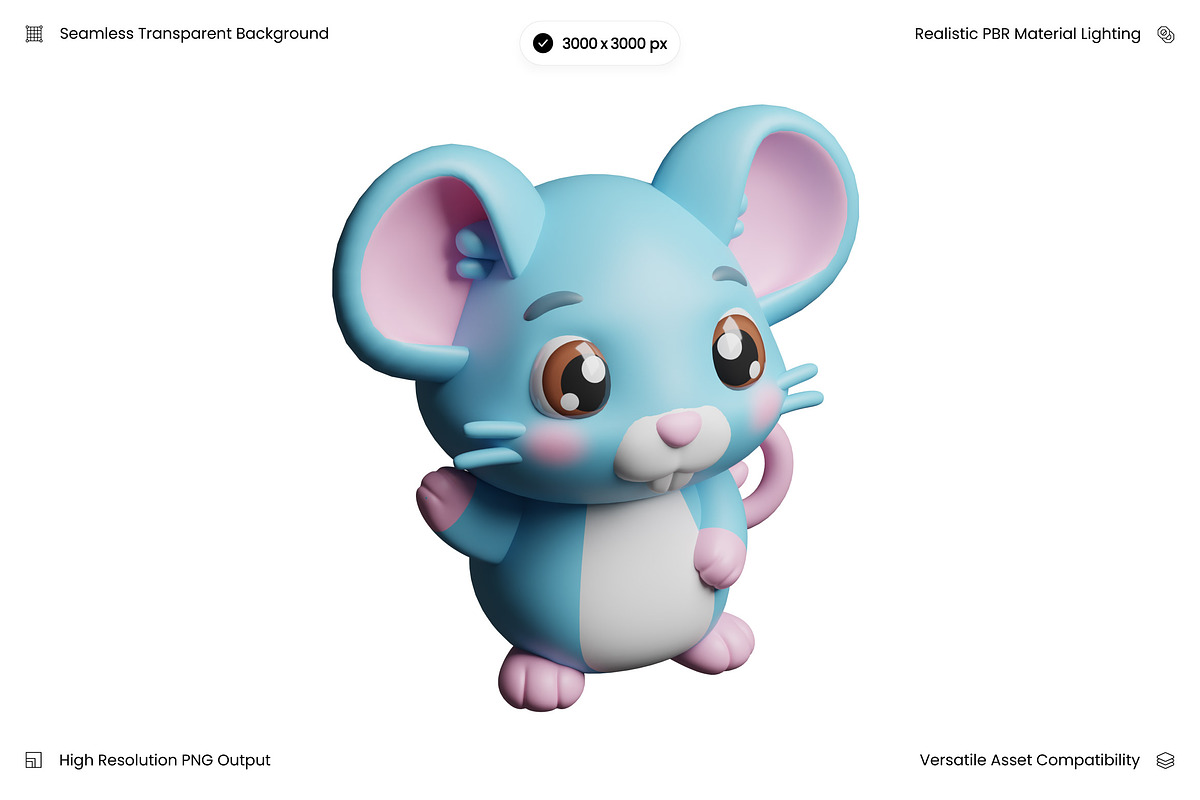 Stylized Mouse Character 3D, an Object 3D Model by Wencory (Photo 3 of 3)