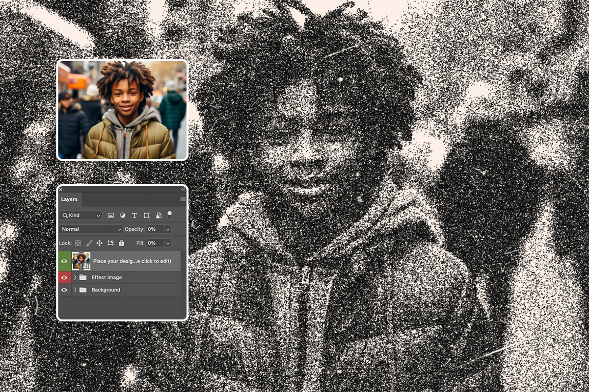 Stipple Photo Effect, a Layer Style Add-On by dokudokunomi