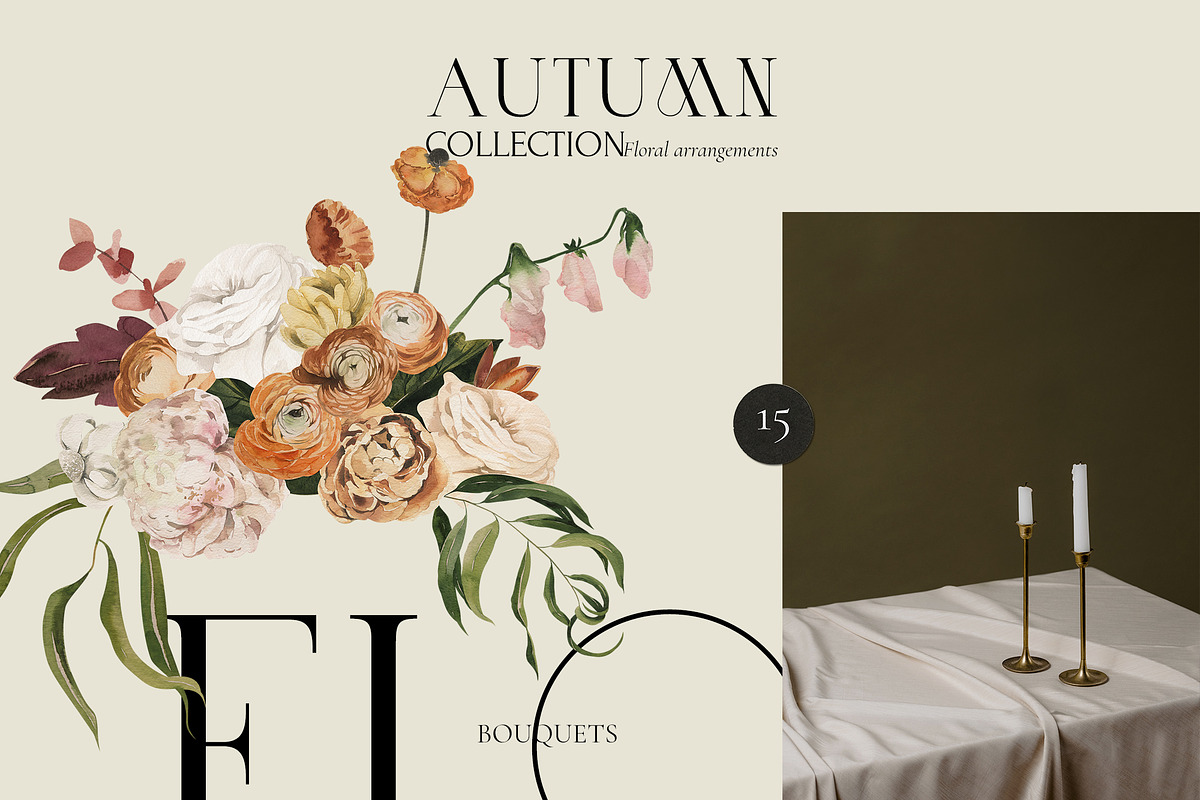 AUTUMN FLORA watercolor floral fall, a Seasonal Illustration by Lana Elanor (Photo 2 of 11)