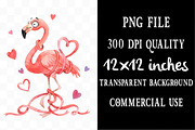 Funny Valentine's Flamingo Clipart, an Illustration by Designking (Thumbnail 4 of 5)