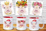 Watercolor pigs, an Animal Illustration by Watercolor fantasy (Thumbnail 10 of 10)