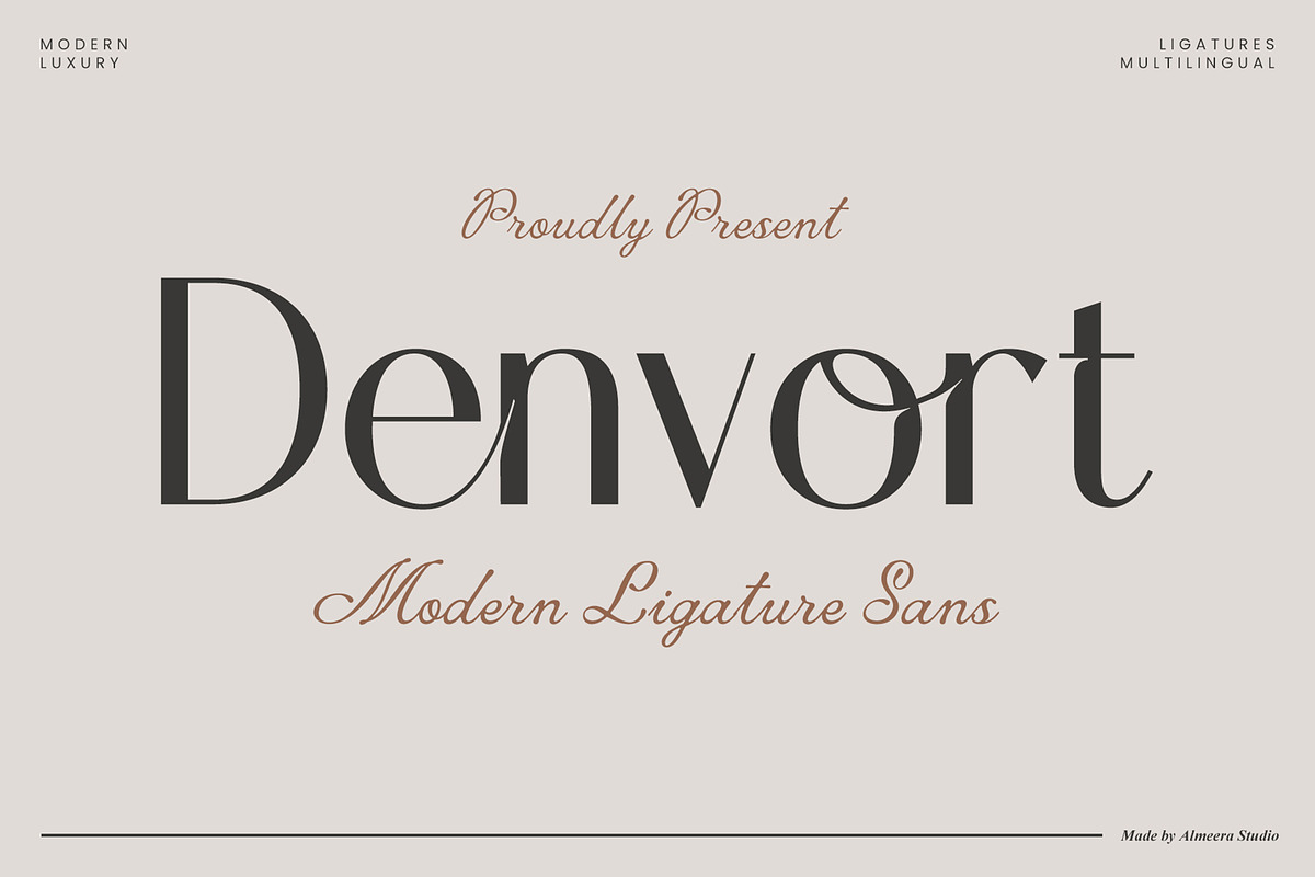 Denvort | Ligature Sans, a Sans Serif Font by Almeera Std (Photo 1 of 8)