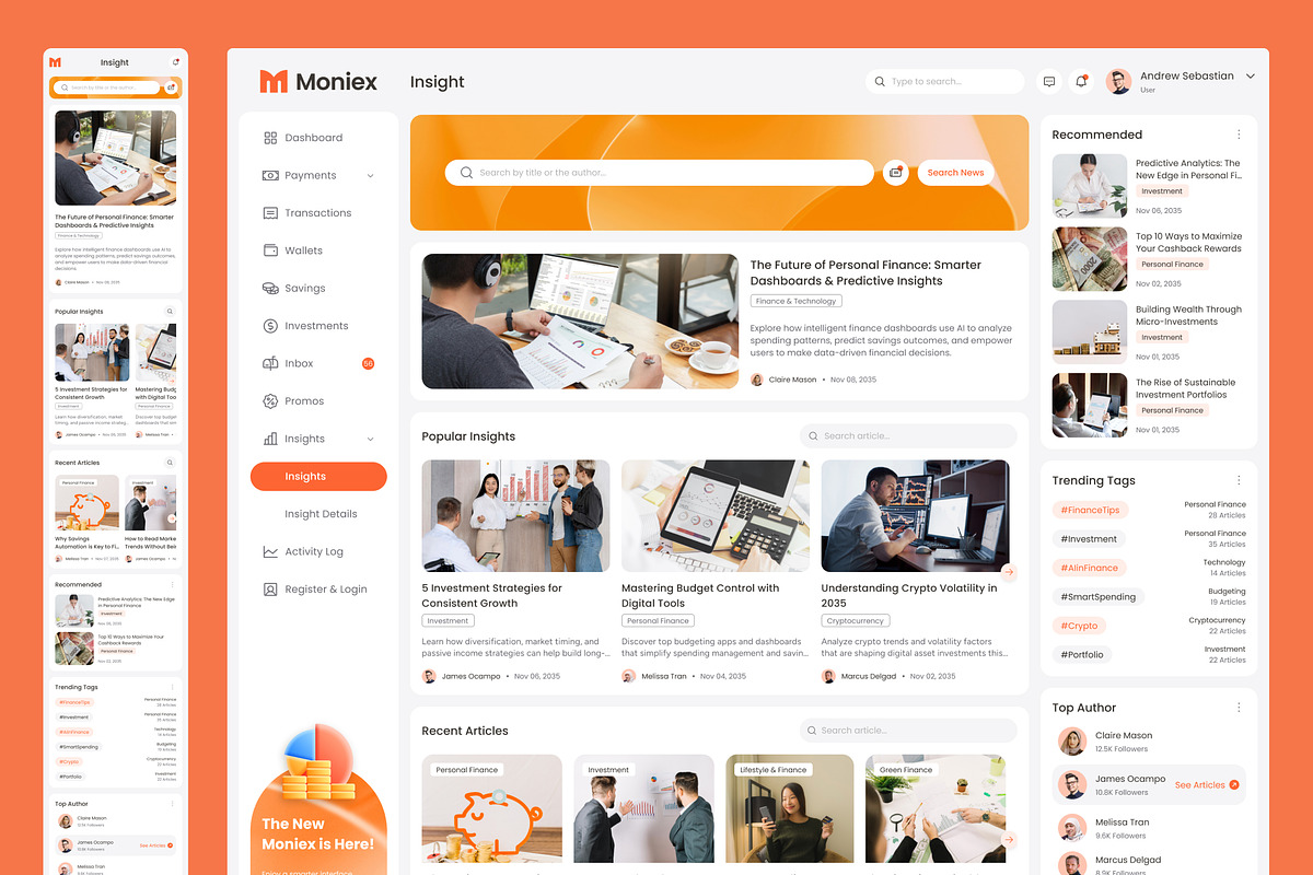 Moniex – Finance Dashboard UI Figma, an UI Kit Template by peterdraw (Photo 5 of 7)