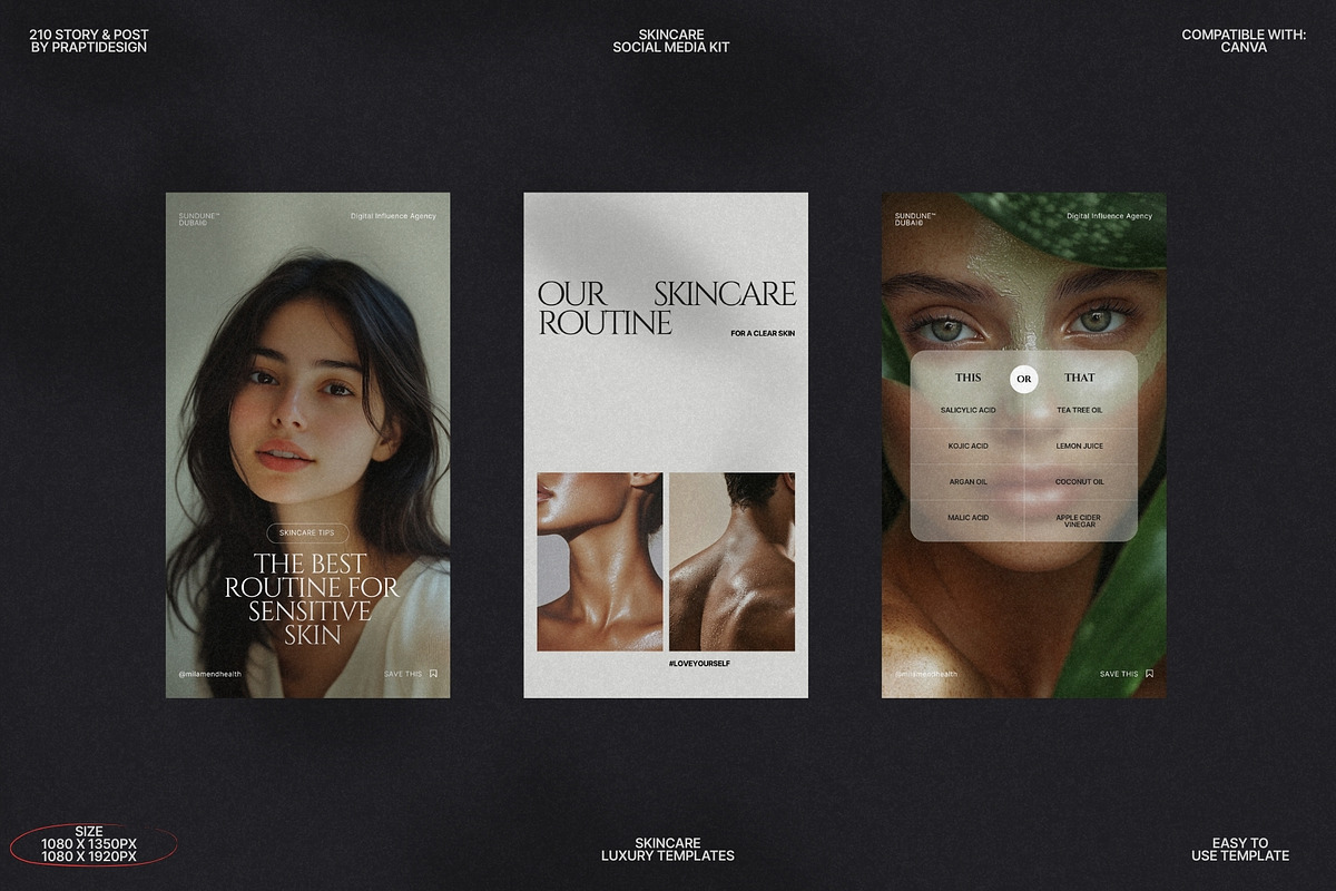 Skincare Story & Post Canva Kit preview 7