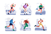 Sports people jogging, running set, a Sport Illustration by Good Studio (Thumbnail 3 of 6)