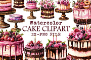 Watercolor Cake Clipart, an Illustration by Libby Wishes (Thumbnail 1 of 5)