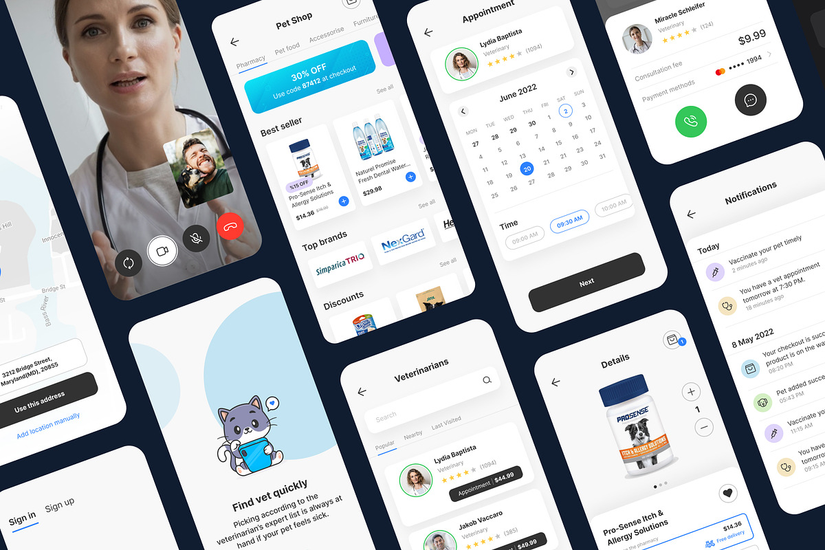 Petito Pet Care App UI Kit, an UI Kit Template by phoneixdesign (Photo 4 of 5)