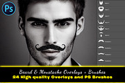 24 Photoshop Beard Moustache Brushes, a Brush Add-On by Velo Graphic Studio (Thumbnail 1 of 6)
