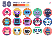 50 Cartoon Robot Avatar Icons Set, an Outline Icon by Dighital (Thumbnail 1 of 10)