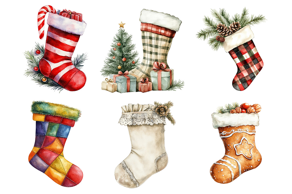 Christmas Socks Sublimation Clipart, an Illustration by Daily.Designs (Photo 4 of 5)
