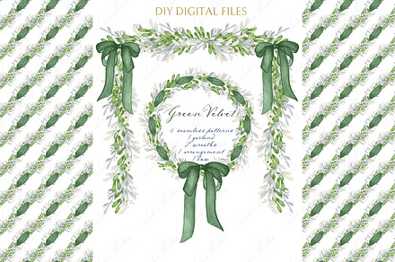 Forest Green Velvet Bow Christmas, a Graphic by LABFcreations