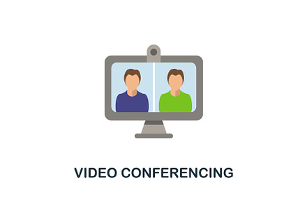 Video Conferencing flat icon. Color, a Food Illustration by Aimagenarium@gmail.com