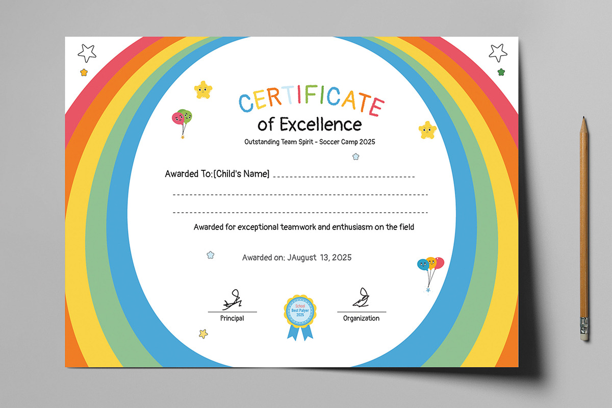 Certificate Template for Children, a Stationery Template by MightyDesign (Photo 2 of 6)