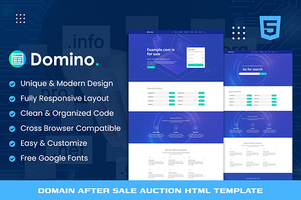 Domino - Domain After Sale, a HTML Template by THESOFTKING