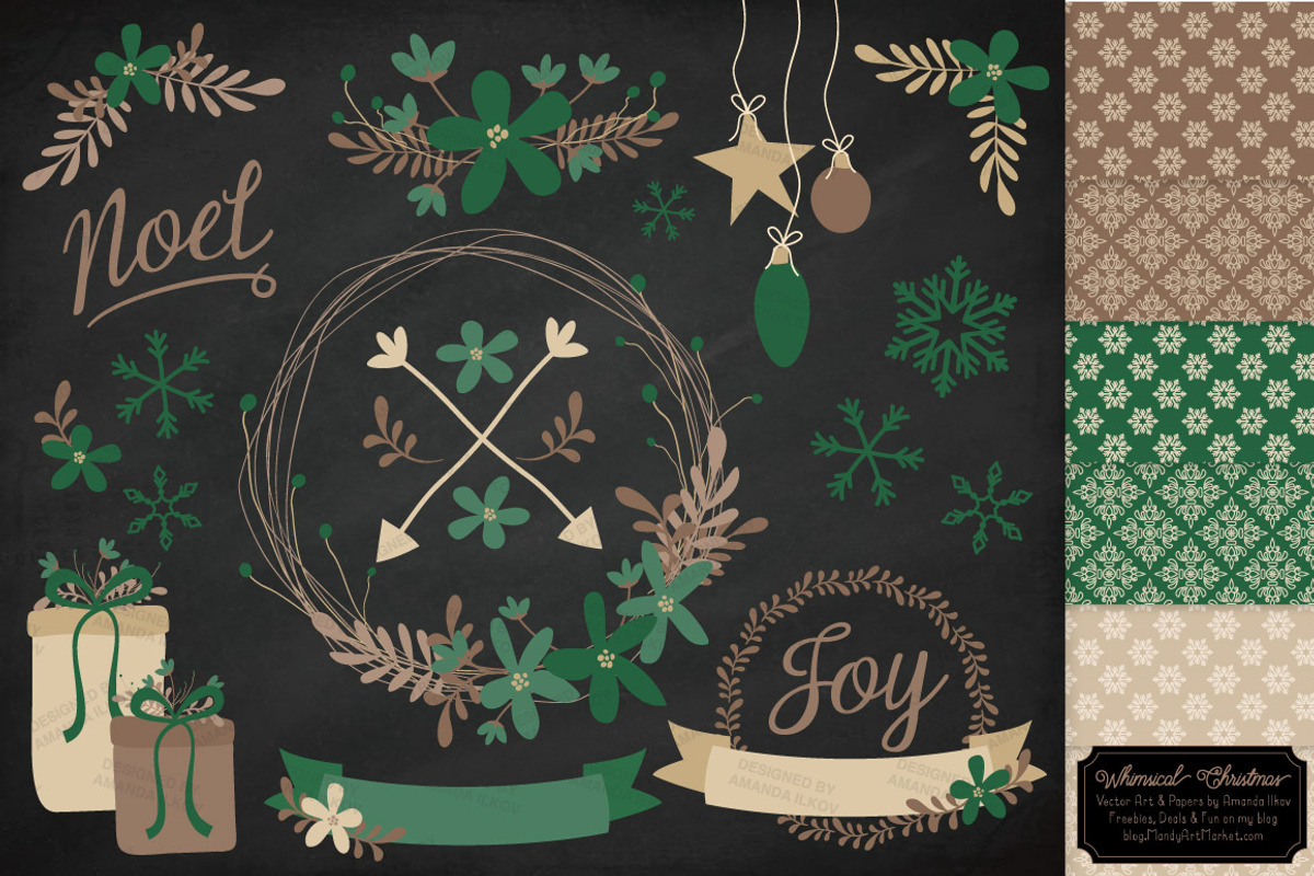 Emerald Christmas Wreath Clipart, an Illustration by Amanda Ilkov (Photo 2 of 5)