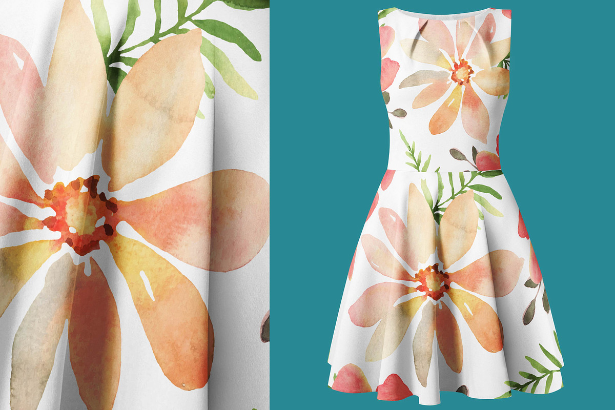 Watercolor lite flowers. EPS 10, a Background Graphic by Julycolor (Photo 6 of 11)
