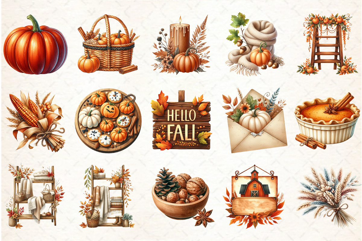 Watercolor Cozy Autumn Clipart, an Illustration by Libby Wishes (Photo 2 of 9)