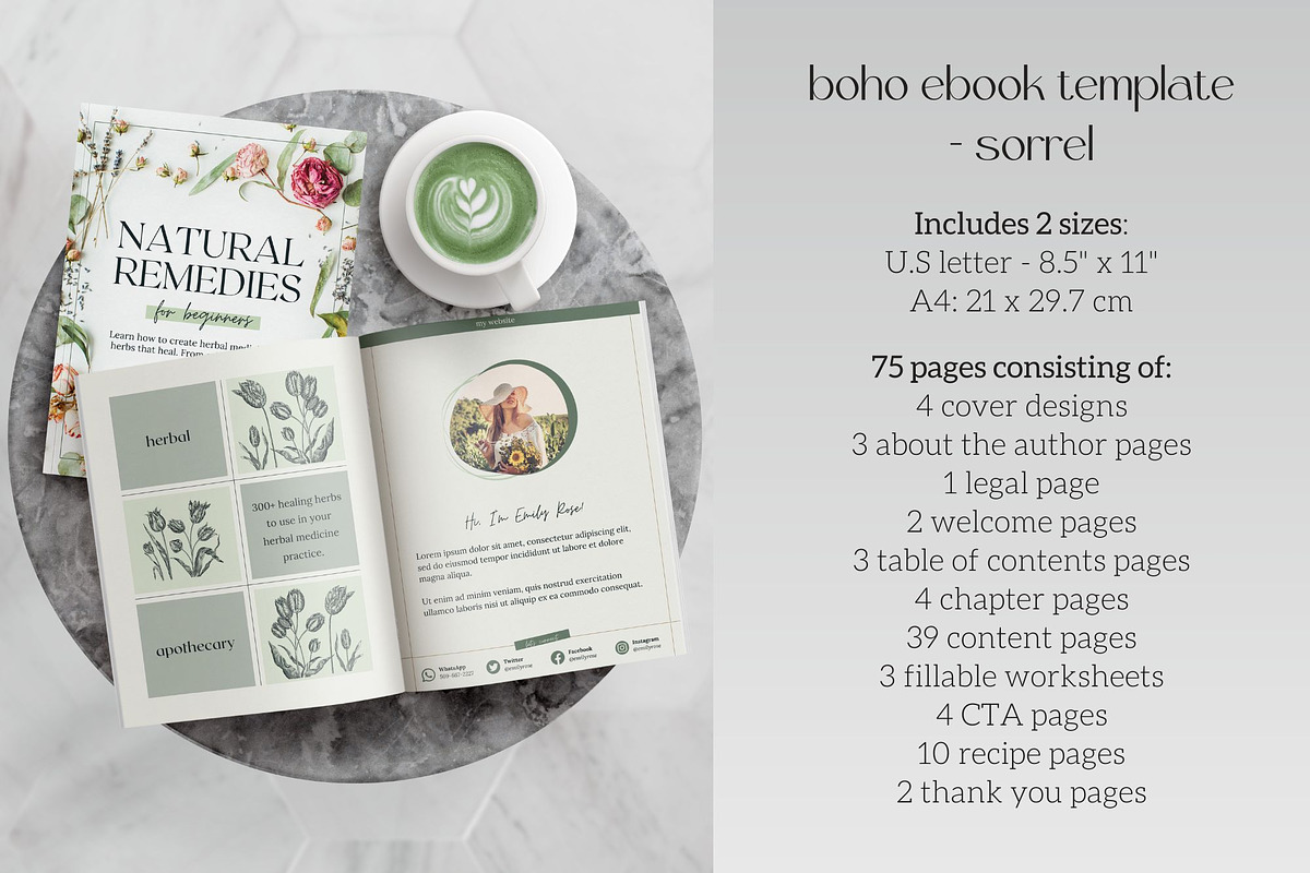 Boho eBook Template for Herbalists, a Magazine Template by Made by Melody (Photo 2 of 16)
