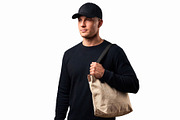 Canvas Tote Bag Mockup with Man, a Merchandise Mockup by graphypix (Thumbnail 3 of 4)