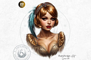 Vintage flappers clipart set, a Decorative Illustration by ThatsDesignArt (Thumbnail 4 of 10)
