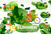Summer Active Girl Banners Set, a Healthcare Illustration by Tashal (Thumbnail 1 of 5)