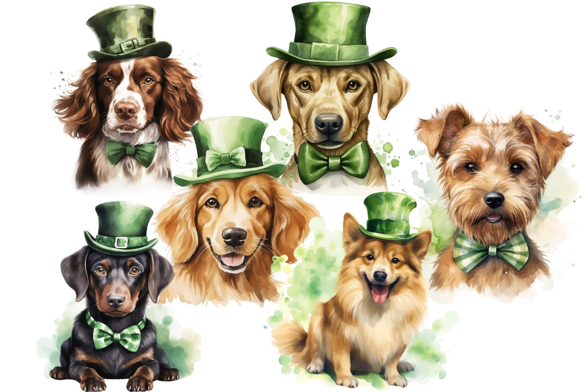 St. Patrick's Cute Dog Cliparts, an Animal Illustration by Mash Mash Stickers (Photo 6 of 9)
