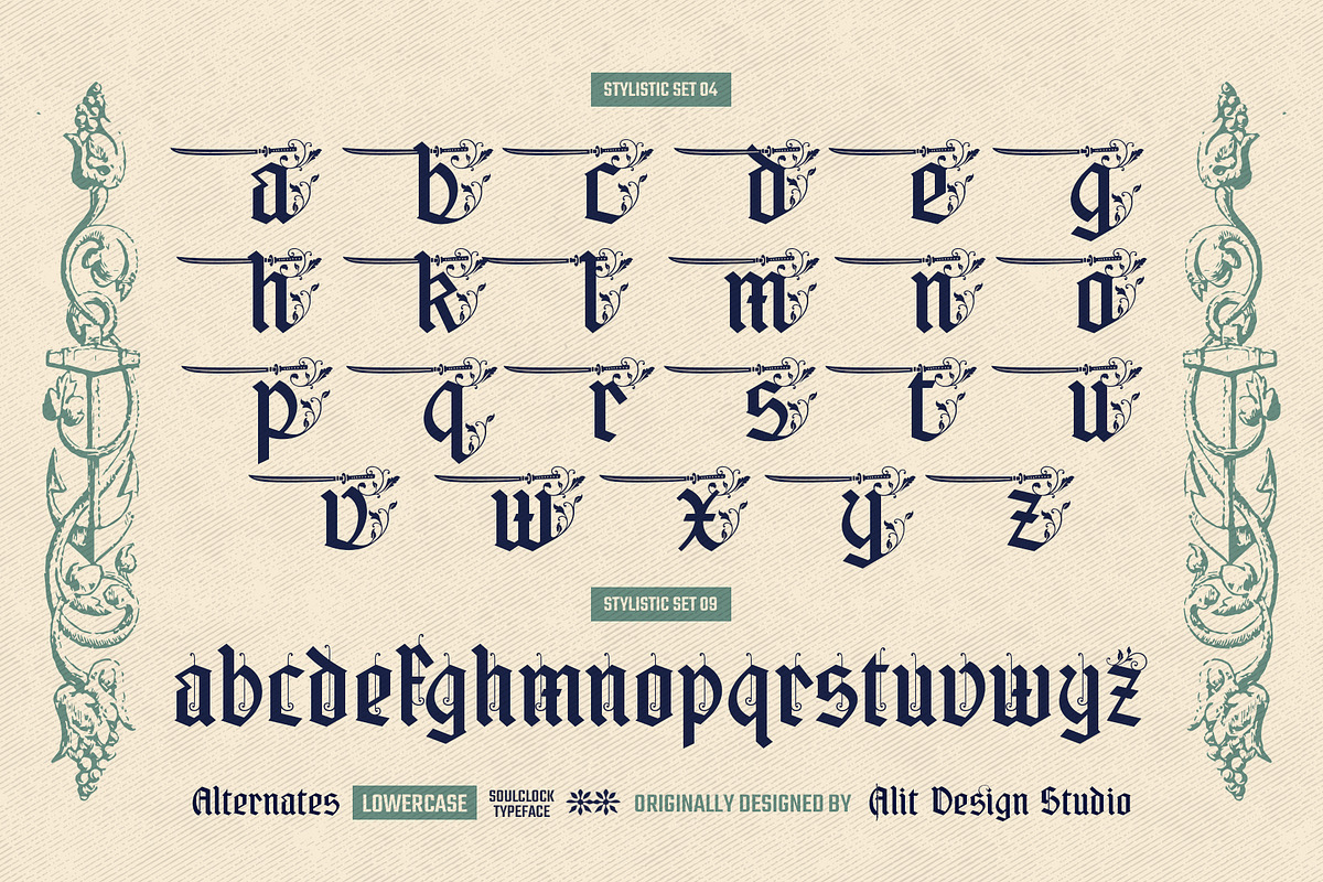 Soul Clock Typeface, a Blackletter Font by alit design (Photo 8 of 20)