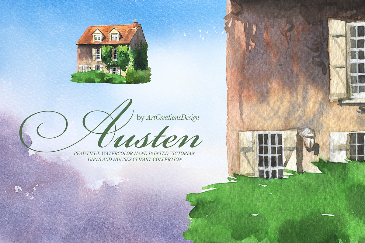 Watercolor Austen Clipart Set, a Person Illustration by ArtCreationsDesign (Photo 21 of 22)